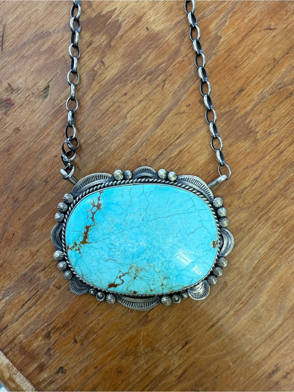 Genuine kingman Turquoise Statement Necklace